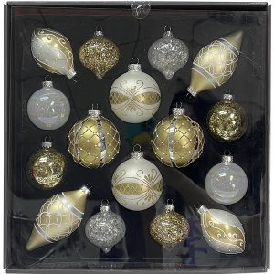 Glass Bauble Set16 80/60mm GS