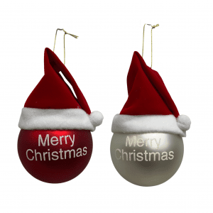 Santa Hat Bauble Pair 8cm S/2