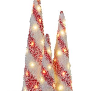 Red/White LED Trees Set 3