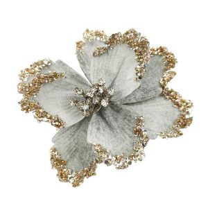Velvet Glitter Flower Clip