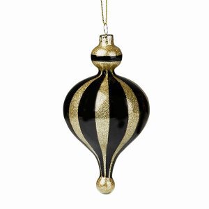 Glass Black/Gold Finial 17cmH