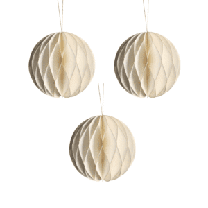 3x12cm Off White Paper Bauble