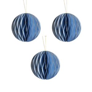 3x10cm Baby Blue Paper Bauble